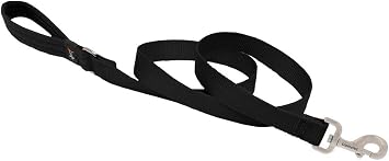 Dog Leash by Lupine in 1" Wide Black 4-Foot Long with Padded Handle