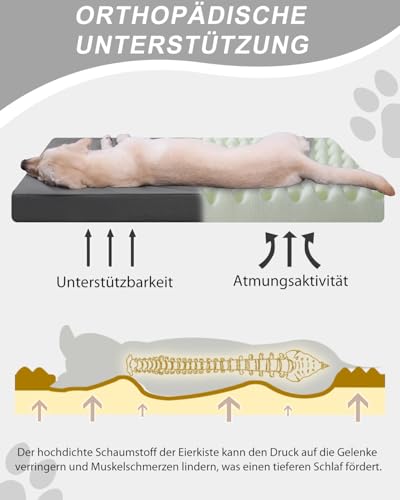 Favodormir Orthopädisches Hundebett Grosse Hunde 119x73cm,Abnehmbare Wassericht Kunstleder-Hülle Hundekissen Hundematratze für große Hunde,Komfortable & Kühlende Für Innen- Und Außenbereich,Grau