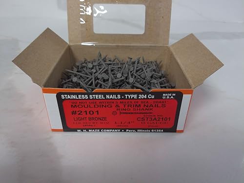 1 1/4" Stainless Steel Ring Shank Trim Nails (Light Bronze)