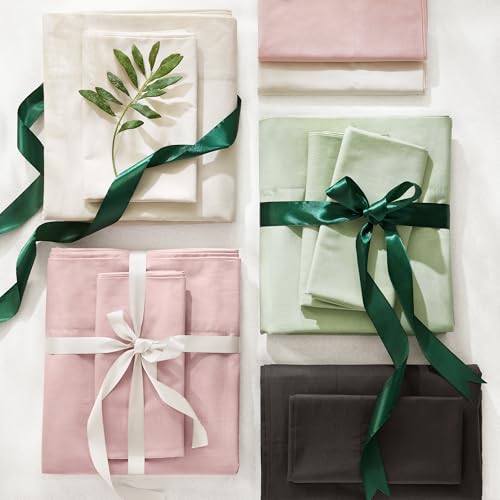 Comfort Spaces 100% Cotton Sheets Twin, Breathable, Soft Cotton Sheets, Naturally Cool Cotton Bed Sheets with 12" Elastic Pocket Fits up to 14" Mattress, All Season Sheet Set, Twin Ivory 3 Piece