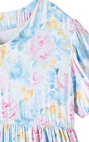 Girls Summer Maxi Dress Boho Flowy Tiered Beach Sundress Holiday Dresses 3-12Y4