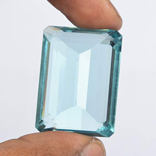 Translucent Brazilian Blue London Topaz 56.50 Ct Finest Emerald Cut Blue London Topaz Loose Gemstone #TOP3