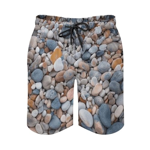 Beach Colored Pebbles Mens Swim Trunks Quick Dry Hawaii Bathing Suit Board Shorts with Mesh Lining-2