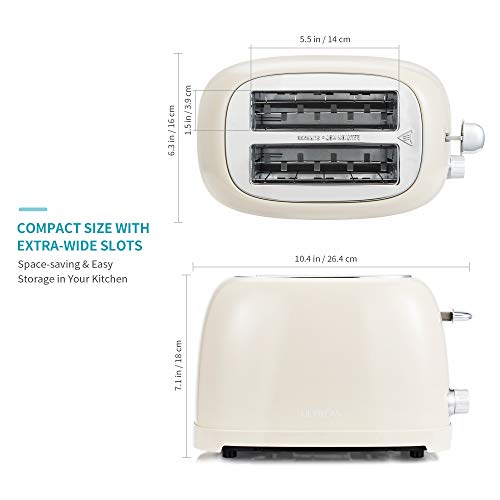 Ultrean Toaster 2 Slice With Extra-Wide Slot For Toasting Bagels, Breads, Waffles & More, Stainless Steel Material With Removable Crumb Tray, 6 Browning Settings #TOP6
