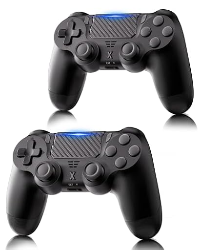 RUIZHI Mando Inalámbrico para PS4 (2 Unidades), compatible con PC/PS4/Pro/Slim, Joystick con Turbo, Vibración Dual, Sensor Giroscópico de 6 Ejes Y Panel Táctil [Negro + Negro] | Ya disponible en tu tienda friki favorita! En mundofriki.es!