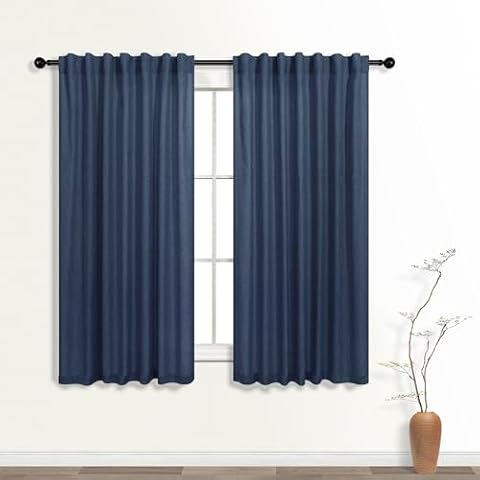 KOUFALL Navy Blue Sheer Window Curtains Cover