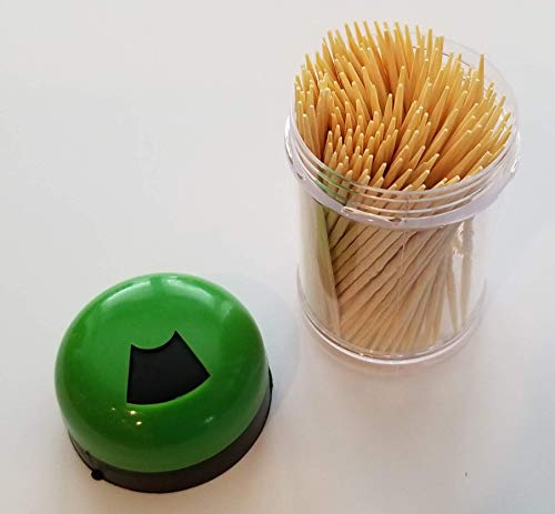 3-pack Toothpick Storage Containers with Dispenser Lids - Includes 300 Natural Wood Toothpicks (One 3-pack)