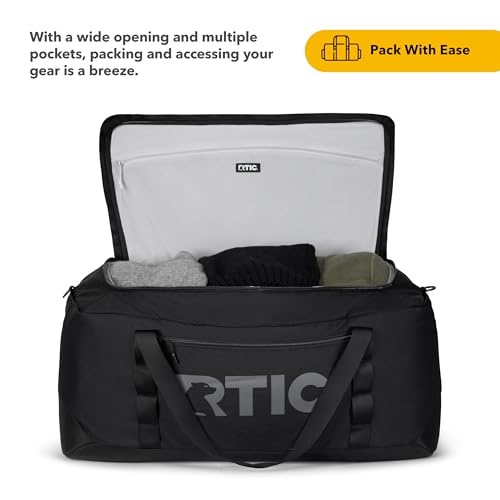 RTIC Road Trip Duffle Bag for Men and Women, Traveling Tote for Camp, Travel, Gym, Weekender, Camping, Overnight, Carry On, Sports, Spacious, Water Resistant, Large, Black