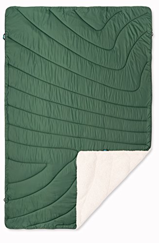 Rumpl The Sherpa Puffy Blanket | Ultra Soft Warm Outdoor Fleece Sherpa Blanket for Camping, Picnics, Traveling, Concerts | Forest Green/Dune Brown, Throw (Last Season)