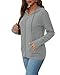 CAENP zip up hoodie Women long sleeve loose sweatshirt 2025 autumn winter fashion women's lightweight fleece zip up jacket workout clothing-Blue Gray-L