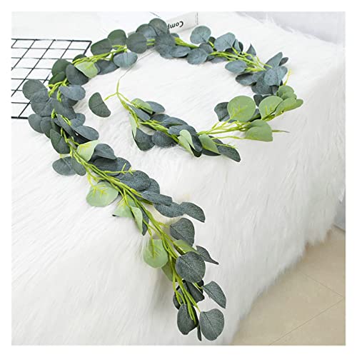 Ghirlanda di Natale Artificiale Pianta Ghirlande Foglie Verdi Eucalipto Decorazioni per la Casa Pianta Appesa Vite di Eucalipto Festa di Compleanno Centrotavola Matrimonio 2 Metri Corona