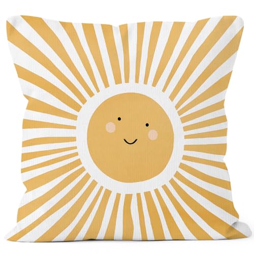 MONALET Yellow Boho Sun Throw Pillow Covers 18x18, Sunshine Decor Pillow Cases Gifts for Playroom Classroom Nursery Kids Room Bedroom, Bohemian Sun...