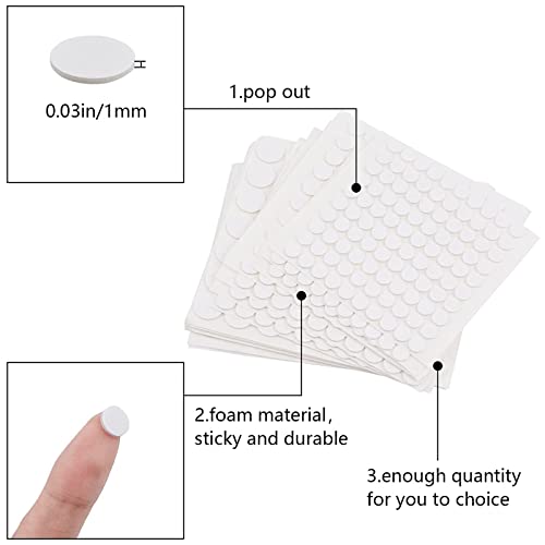 WANDIC Selbstklebende Schaumstoff-Punkte, 10 Blatt 3 Größen, doppelseitig klebende Schaumstoff-Punkte, rund, 3D-Pop-Schaumstoff-Punkte, Klebehalterung für Bastelarbeiten, Bastelarbeiten, Kunstbedarf