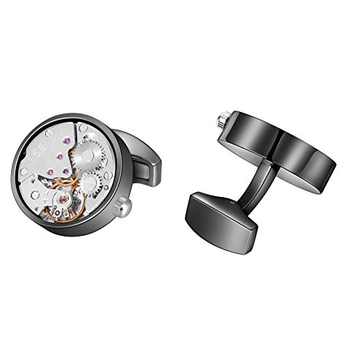 Merit Ocean Movement Cufflinks Steampunk Watch Mens Shirt Vintage Watch Cuff Links Business Wedding Gifts (Silver In The Middle) #TOP3