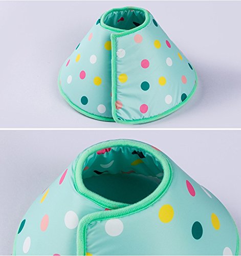 Stock Show 1Pc Pet Dog Recovery Elizabethan Collar, Colorful Dots Decor Wound Healing Protective Cone E-Collar for Puppy Cats, Light Blue - Thumbnail 4