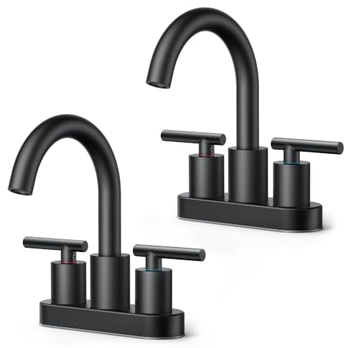 Image of FORIOUS 2 Pack Matte Black Bathroom Faucet Centerset, 4 inch Commercial Faucets | 4 Inch Black Bathroom Faucet Centerset, 4 In Black Matte Bathroom Sink Faucet for Rv, Bulk, Wholesale, New construction