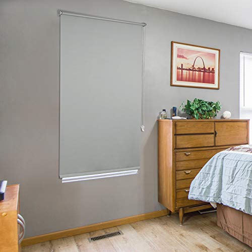 Laneetal Verdunklungsrollo Klemmfix ohne Bohren 80x160cm, Fensterrollo Sonnenschutz, Seitenzugrollo Sichtschutz, Thermorollo für Tür Fenster, Grau