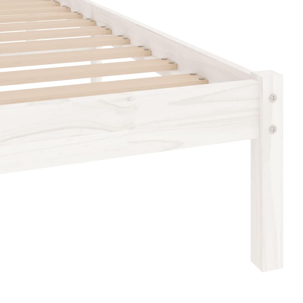vidaXL Massivholzbett, Bett Holzbett für Schlafzimmer, Bettgestell Bettrahmen mit Lattenrost, Einzelbett Schlafzimmerbett, Modern, Weiß 90x190cm