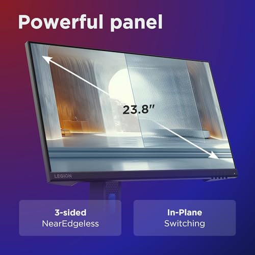 Image of Lenovo Legion R24e | 24 inch (60.9cm) FHD 180Hz Gaming Monitor | 0.5ms, AMD FreeSync, 99% sRGB, 1xHDMI 2.1 TMDS, 1xDP 1.4| Tilt, Swivel, Pivot, Height Adjust | Black | 67CCGAC4IN