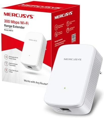MERCUSYS ME10 TP-Link Repeteur WiFi N300Mbps, Amplificateur WiFi, Répéteur WiFi Puissant, Ethernet Port, Repeteur WiFi Exterieur, Borne WiFi Extender, Brancher et Utiliser