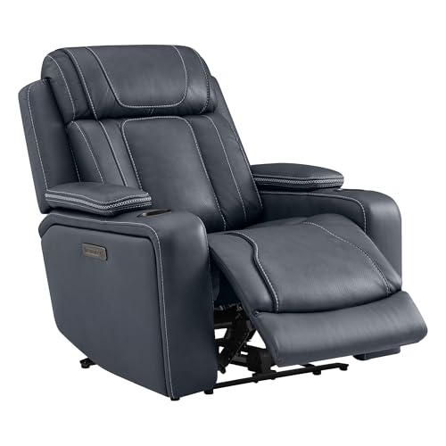 Watson & Whitely Leather Recliner with Storage Navy