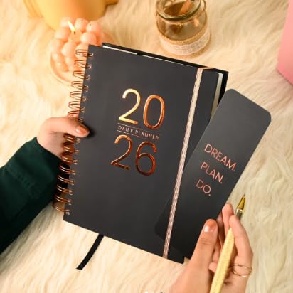Image of Graphite Edition Planner with Bookmark | Planner Set Includes A5 Journal (22x17 cm) 228 Pages | 120 GSM | 250+ Stickers | Bookmark with Cover Box (The Graphite Edition, Aesthetic Series)