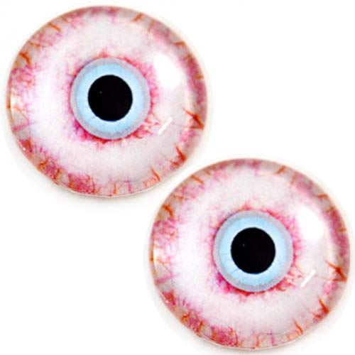 30mm Bloodshot Human Zombie Glass Eyes with Scelera Whites Unique Pair for Art Dolls Sculptures Props Masks Fursuits Jewelry Making Taxidermy and More