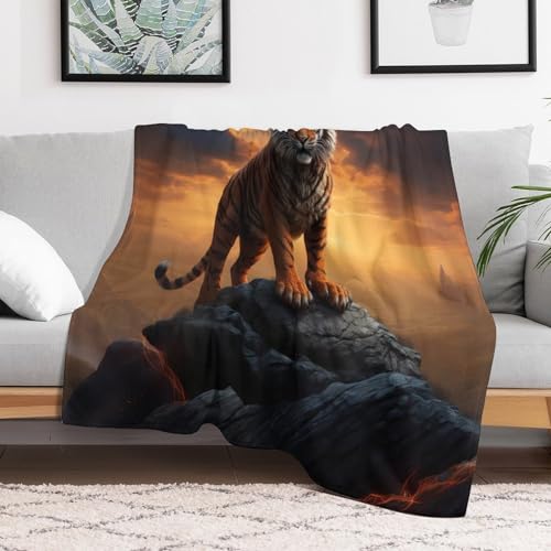 Manta de tigre mullida de 180x200 cm para noches de cine en el sofá 3