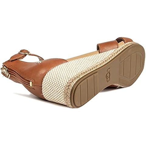 UGG Women's Eugenia Wedge Sandal, TAN Leather, 6 UK Cover