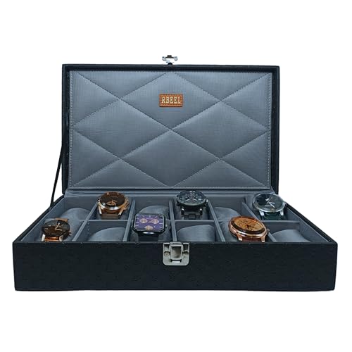 RBEEL Watch Box with 12 Slots, Watch Case, Watch Display Box with Removable Watch Pillows, Gift Idea, Synthetic Leather (Grey Black) (B0D4QCLLJ2) Amazon Price History, Amazon Price Tracker