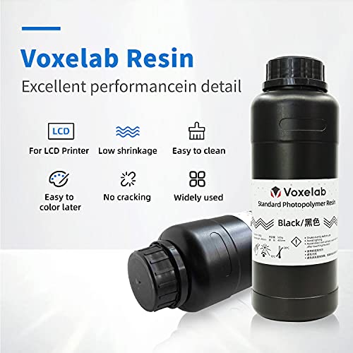 Voxelab 3D Printer Resin, Lcd Uv-Curing Resin, Tough & Rigid 3D Resin With 405Nm Standard Photopolymer For Lcd 3D Printing(0.5Kg,Black) #TOP3