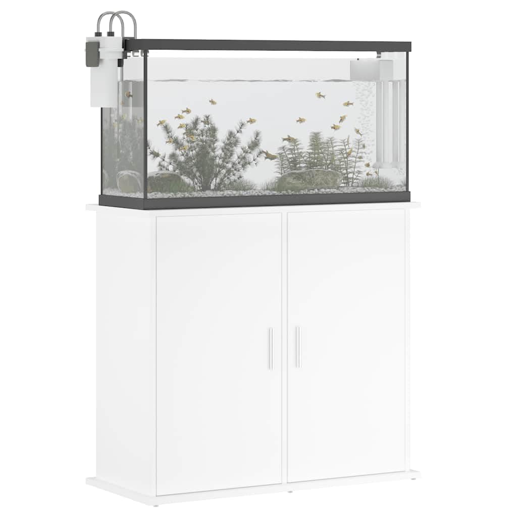 Aquariumständer Weiß aus Holzwerkstoff 81 x 36 x 73 cm, Aquariumstaender Unterschrank, Schrank, Regal, Stauraum für Becken, Terrarium, Wohnzimmer