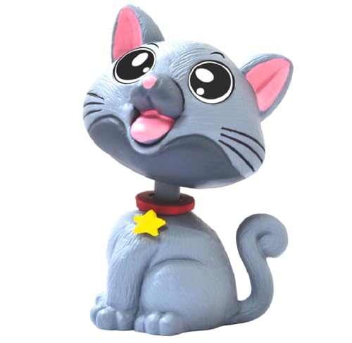 Image of AUGEN Cute Cat Grey Bobblehead for Car Dashboard, Office Desk & Study Table (Pack of 1)