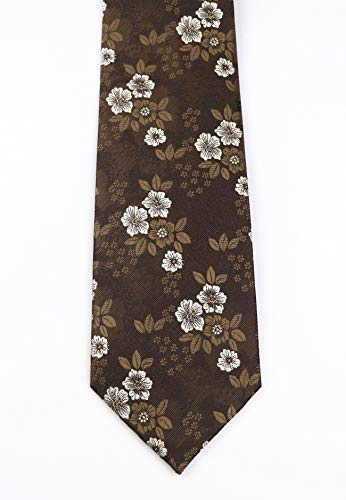 Elfeves Mens Brown With White Floral Cravat Ties Woven Business Formal Necktie Nearwear #TOP5