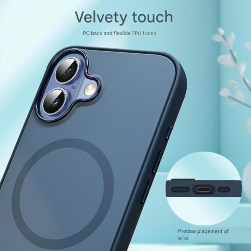 Image of Elzzi Magnetic for iPhone 17 Case (Compatible with MagSafe) (Military Grade Drop Protection) Translucent Matte Shockproof with Anti-Fingerprint Phone Cover, Blue