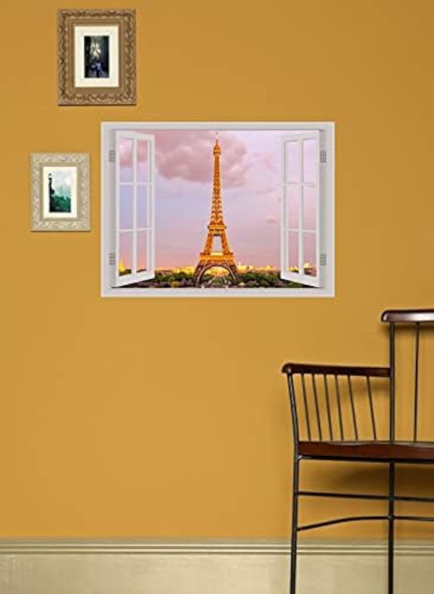 Colorful Eiffel Tower Window Illusion Wall Sticker