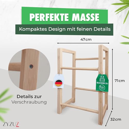 ZYZUZ Getränkekistenregal 2 Kisten aus hochwertigem Bambus-Holz – extra stabil & freistehend Kistenregal (Heavy Duty) – stilvolle Ordnung & Natürlichkeit für Ihr Zuhause | Einweihungsgeschenk