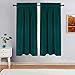 LinTimes Zasłony z aksamitnych warstw, para zasłon jednolite zasłony kuchenne 14 cm długości, zasłony do kuchni, krótkie zasłony, karnisz, kieszeń, kuchni, kawiarni, 66 cm szer. x 114 cm głęb., turkusowo-zielone, 2 panele