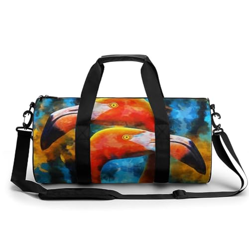 Sac de sport flamant coloré 45x23x23cm compact pour gym et voyage