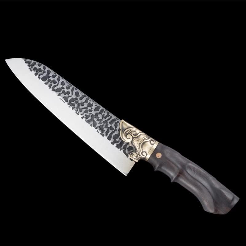 Meat Cleaver, 7.5 Inch Longquan Knife Handmade Forged Steel Kitchen Japanese Santoku Knife Copper Decor Slicing Cleaver Pro Sashimi Sushi (Color : Santoku Knife, Kitchen Knife Size : 7.5 inch)