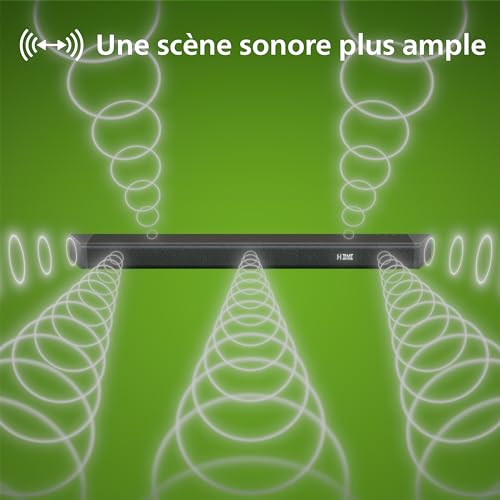 Philips TAB7908/10 Barre de Son 5.1.2 avec Subwoofer sans Fil | 740 W | Dolby Atmos | DTS Virtual:X | Son Surround | Roku TV Ready | Philips Easylink | Télécommande | Support Mural | Noir