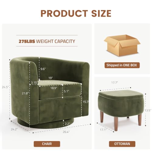 360° Swivel Accent Chair and Storage Ottoman Set