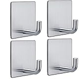 Gancho de Acero Inoxidable, ANNA TOSANI 4PCS Ganchos Autoadhesivos Ganchos de pared para trabajo pesado, Ganchos para...
