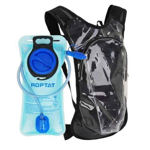 Roptat Hydration Backpack Pack with 2L Hydration Bladder - Lightweight Water Backpack Water Pouch for Women Men Running Riding Biking Music Festival (Transparent)