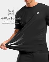 Workout Shirts for Men Quick Dry Athletic Gym Running T-Shirt,Black,L — image 8
