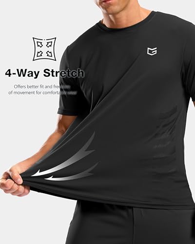 Workout Shirts for Men Quick Dry Athletic Gym Running T-Shirt,Black,L β image 8