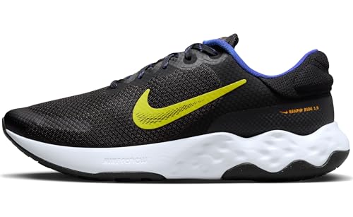 Nike Renew Ride 3, Bajo Hombre, Black High Voltage-Racer Blue-Sundial, 43 Eu
