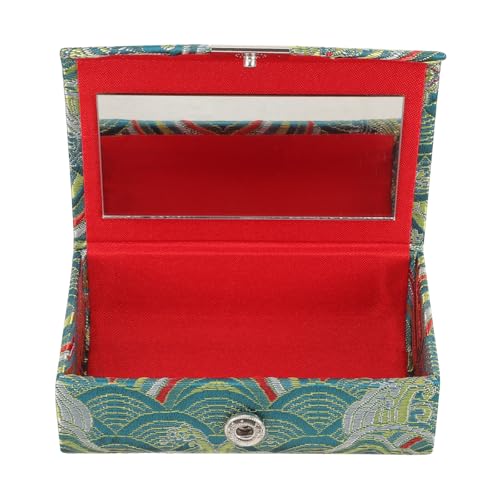 JECOMPRIS Portarossetto Cinese Piccolo Tradizionale Verde Scuro, Beauty Case da Viaggio Leggero e Compatto, Organizer per Trucco e Custodia per Borsa Femminile