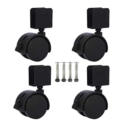 Roulettes de Meubles avec Frein Roulettes Pivotantes 50mm Roues Pivotantes avec Crochet en U Silencieux Roulettes Sol Dur Accessoires de Mobilier Bébé pour Berceau,Table de Nuit,Noir (16mm) Cover