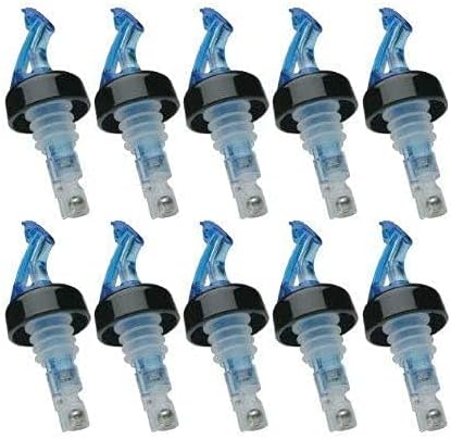 Vertedor de licor azul (PP-CLD-14B) de 1/4 oz - Boquilla para verter licor y botella de vino Precision Pour - (10 unidades) 100% fabricado en